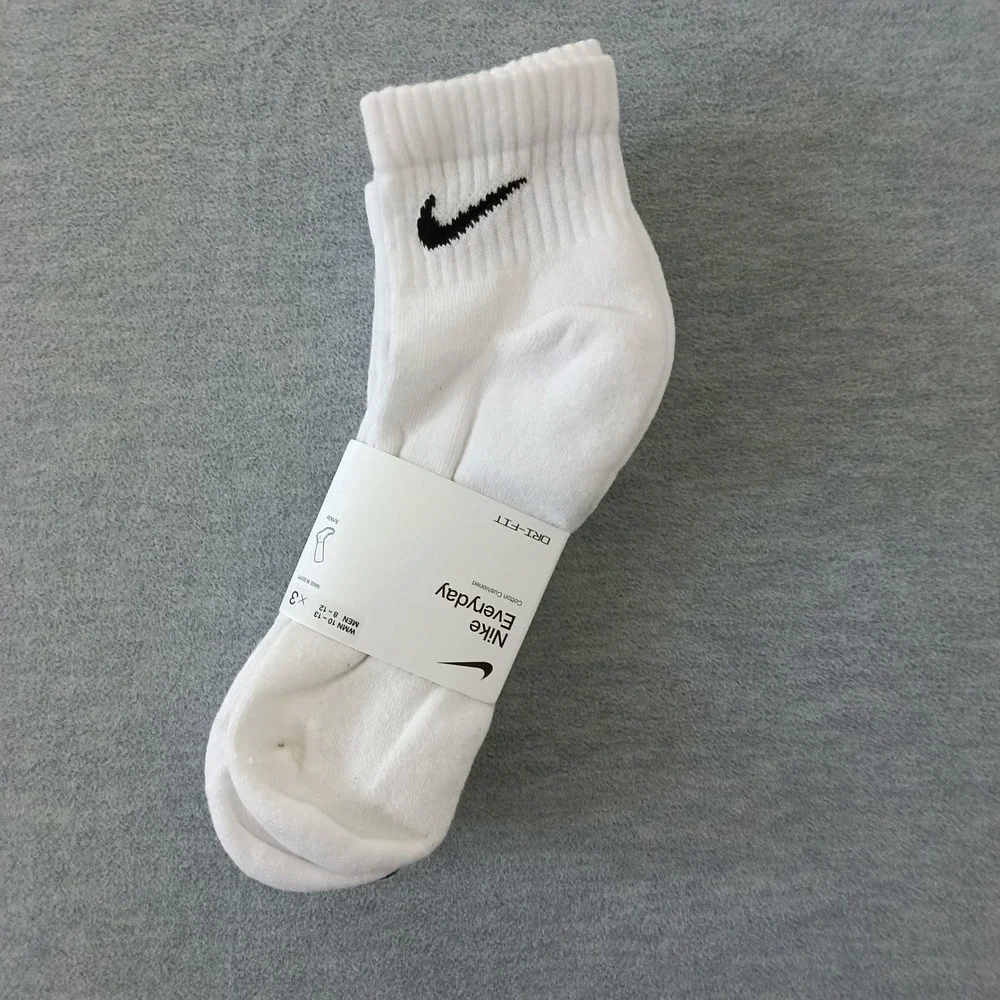 Nike Everyday Cotton Cushioned Ankle Socks 3 Pair White Dri-FIT SX7667-100 Large